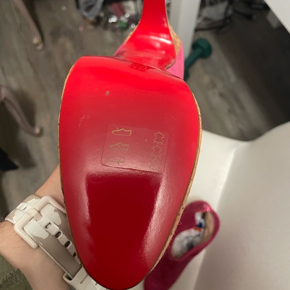 Never worn Christian Louboutin Red bottom hot pink booties never worn - Picture 2 of 5